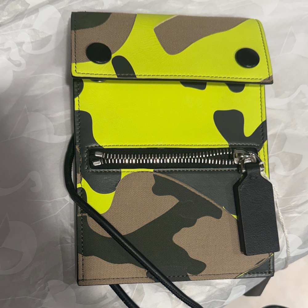 Valentino Garavani Neon Yellow and Black Camouflage phone bag